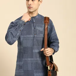 Anouk Men Blue Geometric Printed Kurta-picture-56