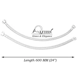 Aquieen Flora SS 304 600 mm SS Silver With Angle Valve Chrome Finish SS Connection Set of 2 image 3