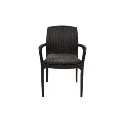 Supreme Texas deluxe Lacquer/Weaved Cane Plastic Black with Grey Dobby With Arm Chair (Pack of 2)-27