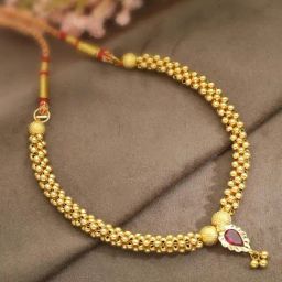 Malabar Gold and Diamonds 22k Gold Semi-Long Tushi Matinee Necklace For Women-image-23