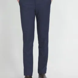 Arrow Deep Blue Regular Fit Checks Trousers-picture-6