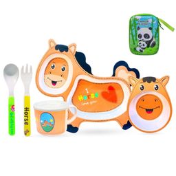 FunBlast Eco-Friendly Bamboo Fiber Baby Dinner Set of 5 Pieces - Multicolor-image-68