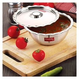 HAZEL Stainless Steel Serving Bowl Wati Vati Katori With Lid Silver - Pack of  1-14