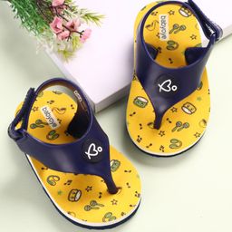 Babyoye Flip Flops with Velcro Closure Drum Print - Yellow-image-67