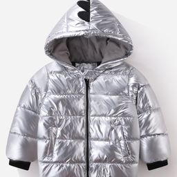 Kookie Kids Full Sleeves Hooded Padded Winter Jacket - Silver-image-19