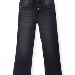 Pine Kids Denim Woven Full Length Bell Bottom Washed Jeans - Black-image-70