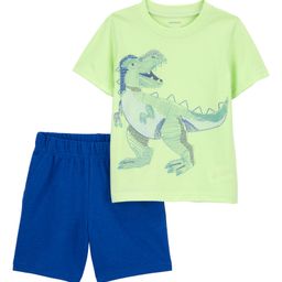 Carter's Baby 2-Piece Dinosaur Tee & Short Set - Green-image-30