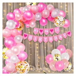 Bubble Trouble Half Birthday Decorations For Baby Girl Pink - 86 Pieces-image-41