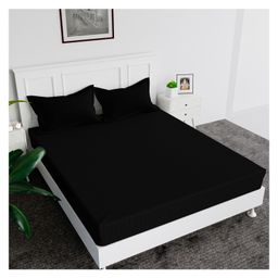 Kuber Industries Double Bedsheet with 2 Pillow Covers144 TC Glace Cotton BedsheetSatin Striped Bedsheet for HomeHotelBedroom90x100 InchBlack-picture-23