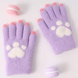 Babyhug Woollen Gloves with Heart Design - Lavender-image-84