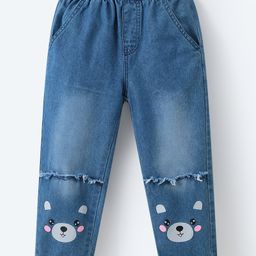 Mark & Mia Washed Full Length Jeans With Bear Print - Royal Blue-image-89