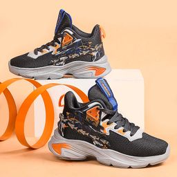 ABROS Mesh Detailed Colour Blocked Running Shoes - Grey & Orange-image-32