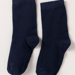 Mustang Cotton Knit Mid Calf Length Solid Color Socks - Navy Blue-image-55