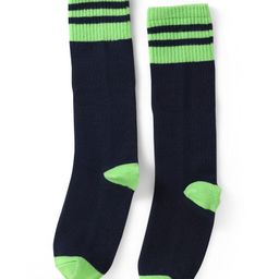 Pine Active Knit Knee Length Football Socks With Color Block Design - Black & Green-image-1