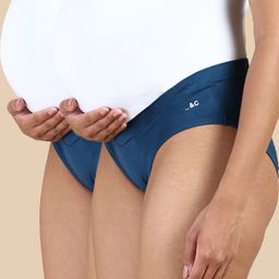 &Circus Modal Pack Of 2 Solid Low Waist Maternity Comfort Panties - Blue-image-51