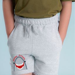 NUSYL Cotton Blend Shark Printed Shorts - Grey-image-83