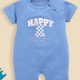 BABY GO Cotton Half Sleeves Teddy Bear Embroidered Romper - Blue-image-60