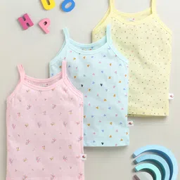 BUMZEE Cotton Knit Pack Of 3 Floral & Hearts Printed Slips - Pink & Yellow-picture-38