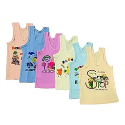 NEW TRINATH HOSIERY Kids Pack Of 6 Printed Pure Cotton Tank Innerwear Vests-image-94