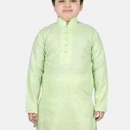 SG YUVRAJ Boys Floral Printed Mandarin Collar Cotton Silk Straight Kurta-33