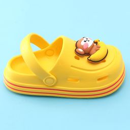 Oh! Pair Clogs with Back Strap Closure & Monkey Applique  -   Yellow image 4