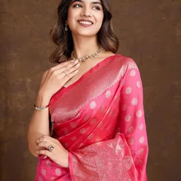 DIVASTRI Ethnic Motifs Woven Design Zari Pure Silk Banarasi Saree-image-26