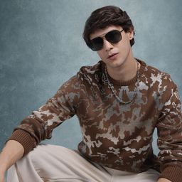 The Roadster Lifestyle Co. Abstract Woven Design Pure Cotton Pullover-image-12