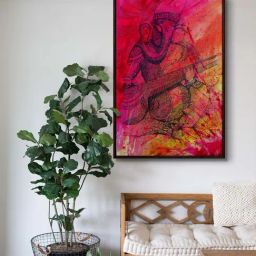 999Store Red Canvas Lord Ganesha Wall Painting-14