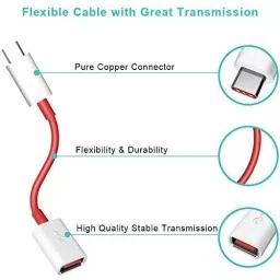 LOTA USB 3.0 to Type-C OTG Adapter Male to Female White & Red for Fast Data Transfer & Charging Support, MST-1526-LT image 5