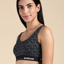 &CIRCUS Printed High Coverage Non-Padded Non Wired Moisture Wicking MicroModal Lounge Bra image 3