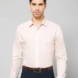 Cantabil Peach Cotton Regular Fit Shirt-image-14