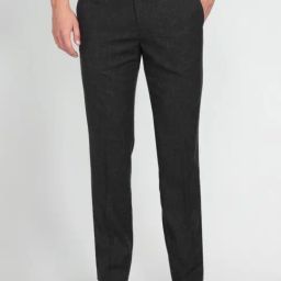 Arrow Black Regular Fit Self Pattern Trousers-picture-13