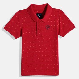 Allen Solly Junior Boys Micro Ditsy Printed Polo Collar Pure Cotton T-shirt-image-96