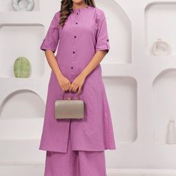 ETHNIC VILLAA Women Striped Regular Pure Cotton Kurta with Palazzos-47
