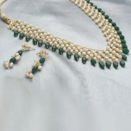 Sri Jagdamba Pearls White & Green Jagrati Pearl Princess Necklace for Women-23