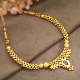Malabar Gold and Diamonds 22k Gold Semi-Long Tushi Matinee Necklace For Women-image-25
