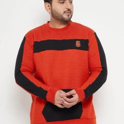 Bigbanana Red Cotton Regular Fit Colour Block Sweatshirt-10