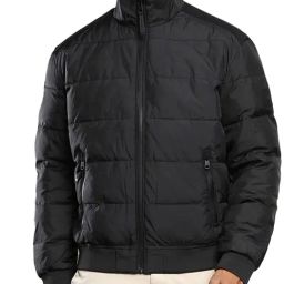 Calvin Klein Black Regular Fit Quilted Bomber Jacket-image-89