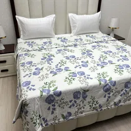 Pure Decor Comfy White & Green Printed Microfiber 180 GSM AC Room King Size Comforter-image-107
