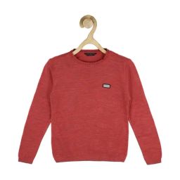 Peter England Kids Red Textured Full Sleeves Sweater-picture-44