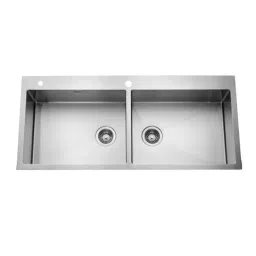 Jayna Square R-10 45x20x09 inch Brush Finish Stainless Steel Double Bowl Kitchen Sink with Soap Dispenser, JS RC - 4520D-image-50