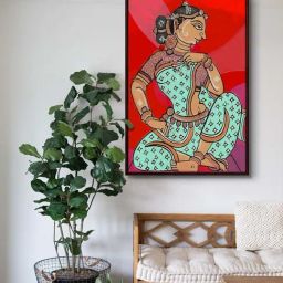 999Store Red Canvas Lady Dancer Wall Hanging Canvas Painting With Frame-38