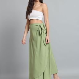 BODYFIGURE Women Flared Wrap Around Maxi Skirt-image-40