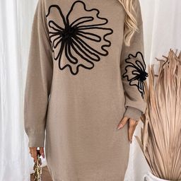 StyleCast x Revolte Women Floral Print High Neck T-shirt Mini Dress-image-57