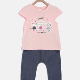 MINIKLUB Kids Pink & Navy Printed Top with Pants-41