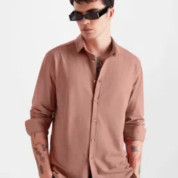 The Souled Store Brown Regular Fit Textured Shirt-image-71