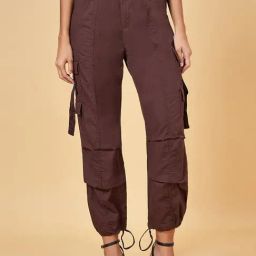 SF Jeans by Pantaloons Brown Cotton High Rise Cargo Pants-picture-48