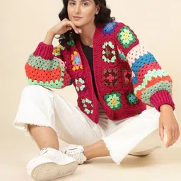 Velvery Women Quirky Cardigan with Applique Detail-image-41
