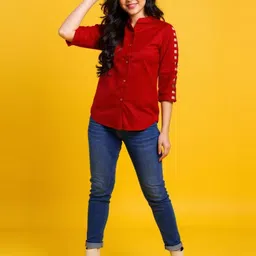 SHOOLIN Mandarin Collar Shirt Style Top-picture-46