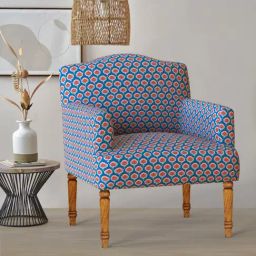 Chumbak Nawaab Ikat Blue Wood Arm Chair-image-77